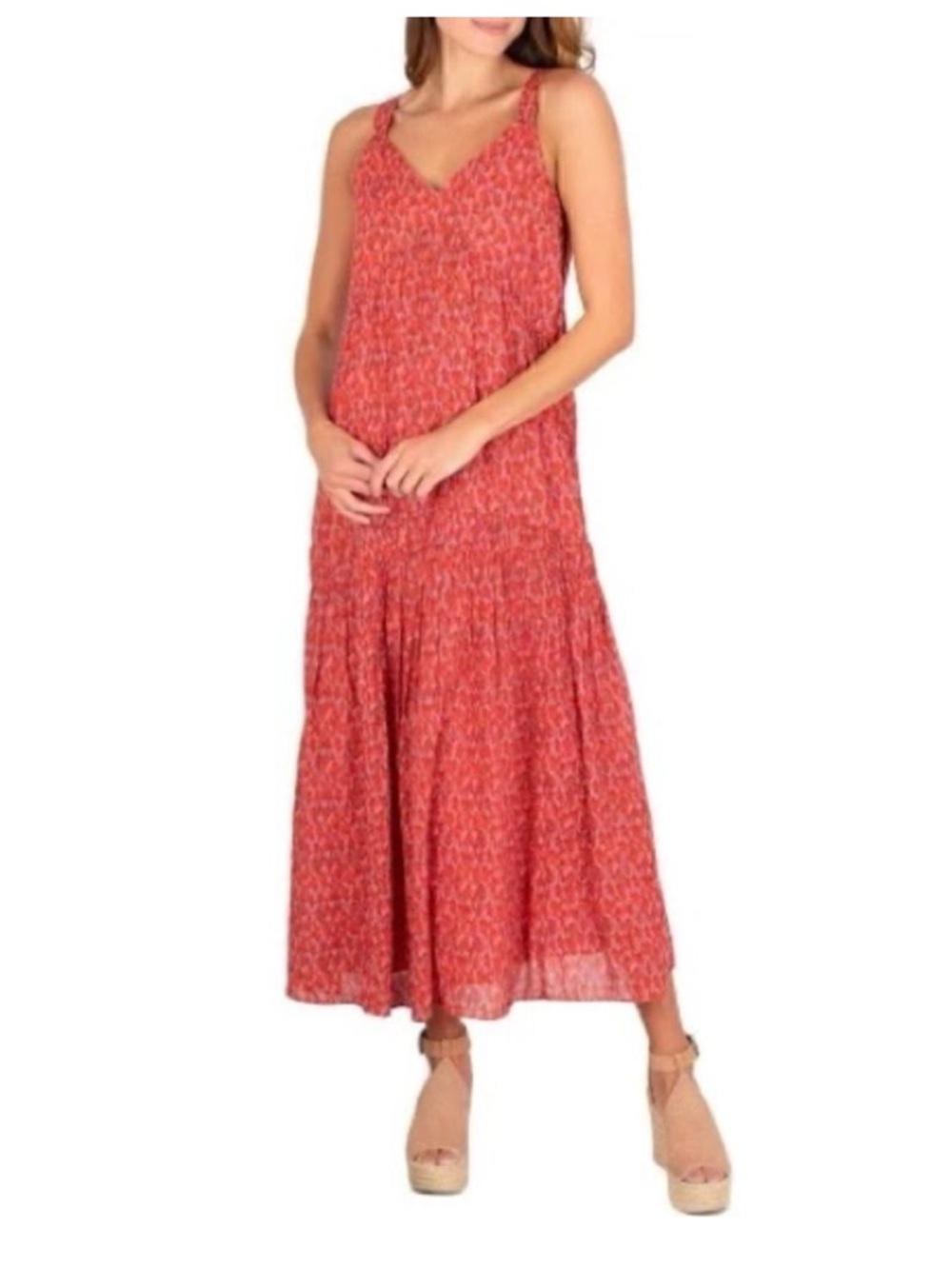 Joie Red Sleeveless Relaxed Fit Tea Rose Maxi Summer Flowy Dress